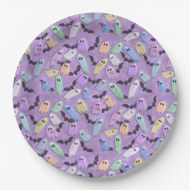 Assiettes En Carton Pastel Ghost (Devant)