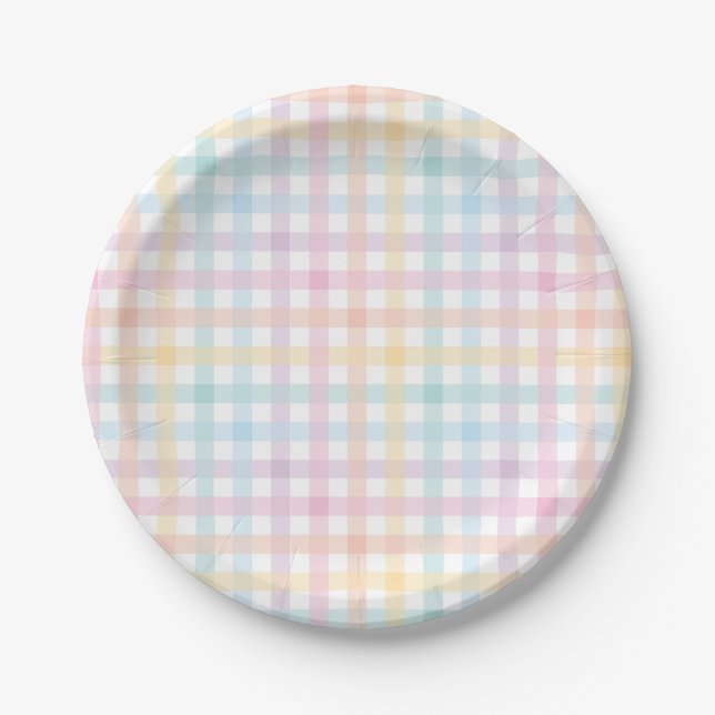 Assiettes En Carton Pastel Gingham Paper Plate (Devant)