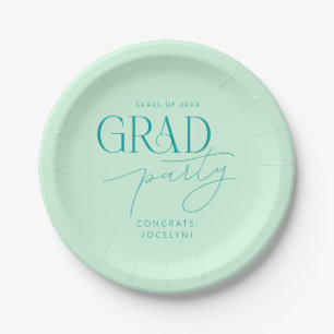 Assiettes En Carton Pastel Green Personnalisé Minimaliste Grad Party