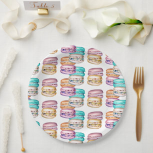 Assiettes En Carton Pastel Macaron Cookie Thème Anniversaire