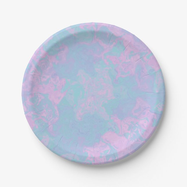 Assiettes En Carton Pastel Marbré (Devant)