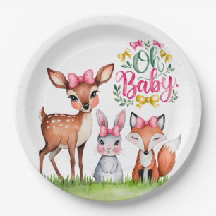 Assiettes En Carton Pastel Meadow Companions : Oh Baby Girl Baby showe