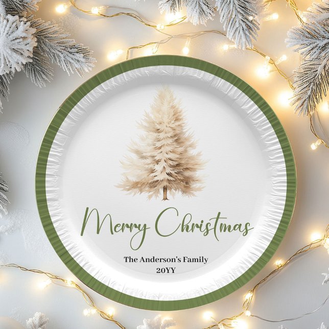 Assiettes En Carton Pastel Minimal Christmas Personalized Family Plate (Pastel Minimal Christmas Personalized Family Plates)