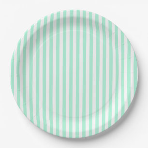 Assiettes En Carton Pastel Mint Green Stripes Été Gratté