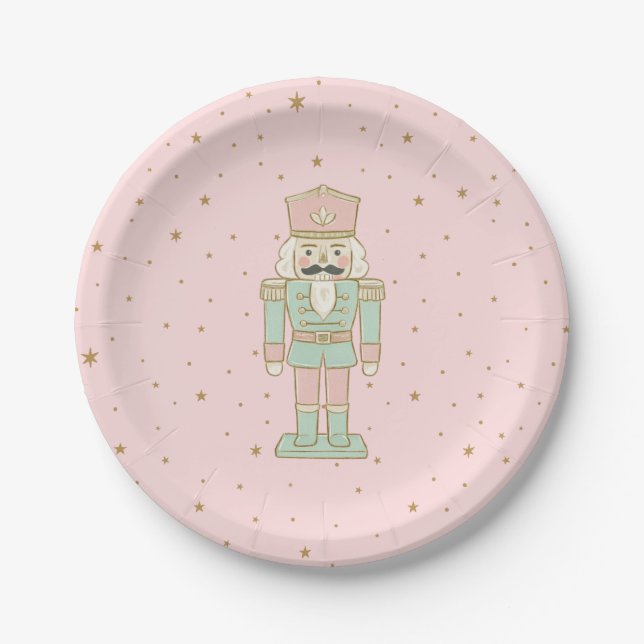 Assiettes En Carton "Pastel Nutcracker Party Plate – Whimsical Holiday (Devant)