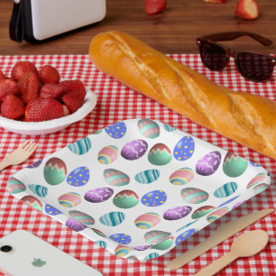 Assiettes En Carton Pastel Oeuf de Pâques Coloré Oeufs de Pâques Décor