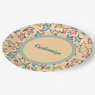 Assiettes En Carton Pastel personnalisé Feuille jaune