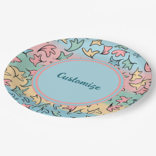 Assiettes En Carton Pastel personnalisé Feuilles coloré