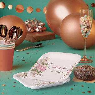 Assiettes En Carton Pastel Pink Double Jumeau Jumeau Anniversaire Merc