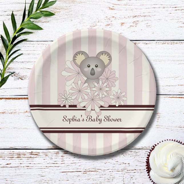Assiettes En Carton Pastel Pink Koala Anniversaire de enfant / Baby sh (Créateur téléchargé)