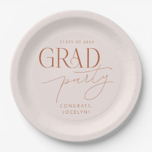 Assiettes En Carton Pastel Pink Rust Minimaliste Grad Party