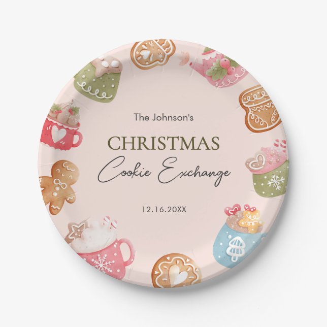 Assiettes En Carton Pastel Playful Christmas Cookie Exchange Party (Devant)