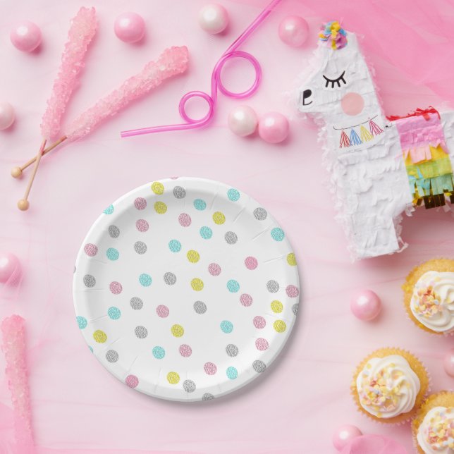 Assiettes En Carton Pastel Pois (Fête)