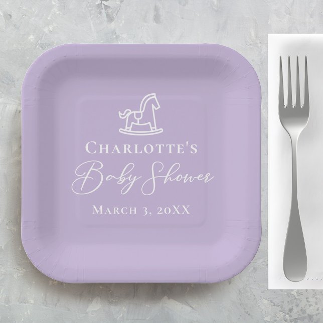Assiettes En Carton Pastel Purple Horse Baby shower sur mesure (Créateur téléchargé)