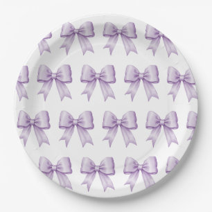 Assiettes En Carton Pastel Purple Vintage Satin Bow Motif