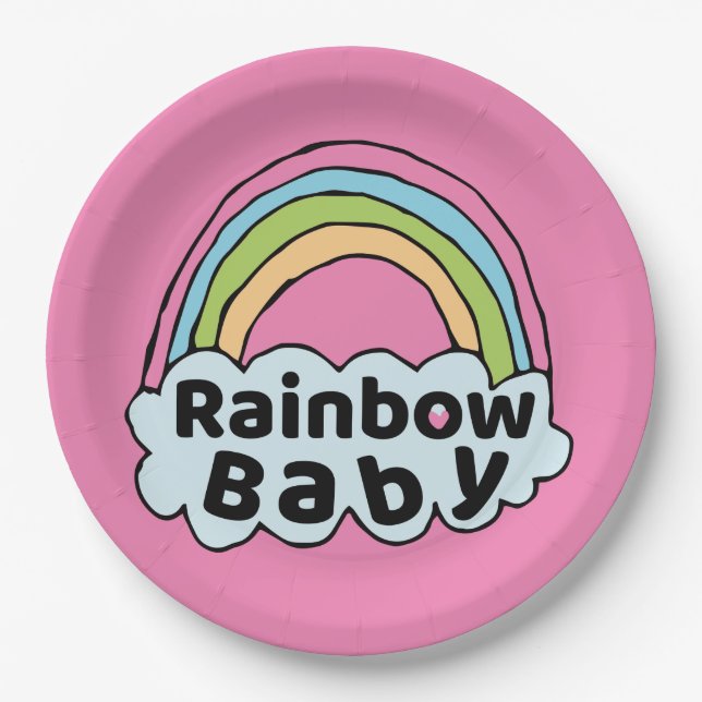 Assiettes En Carton Pastel Rainbow Baby Birth Blessing Birth Miracle (Devant)