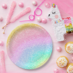 Assiettes En Carton Pastel Rainbow Ombre