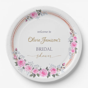 Assiettes En Carton Pastel Rose Roses & Bras de bébé