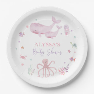 Assiettes En Carton Pastel rose sous le Baby shower marin
