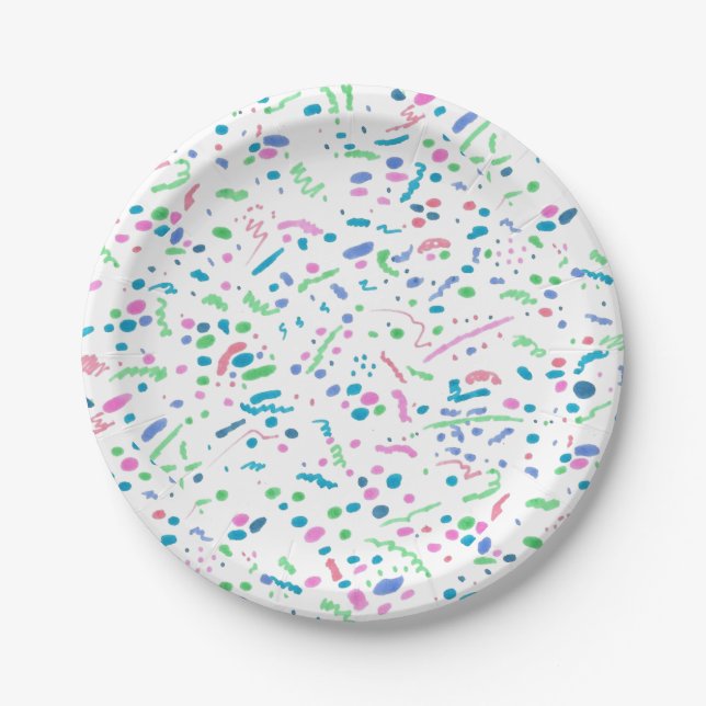 Assiettes En Carton Pastel Splatter Confetti Imprimer (Devant)
