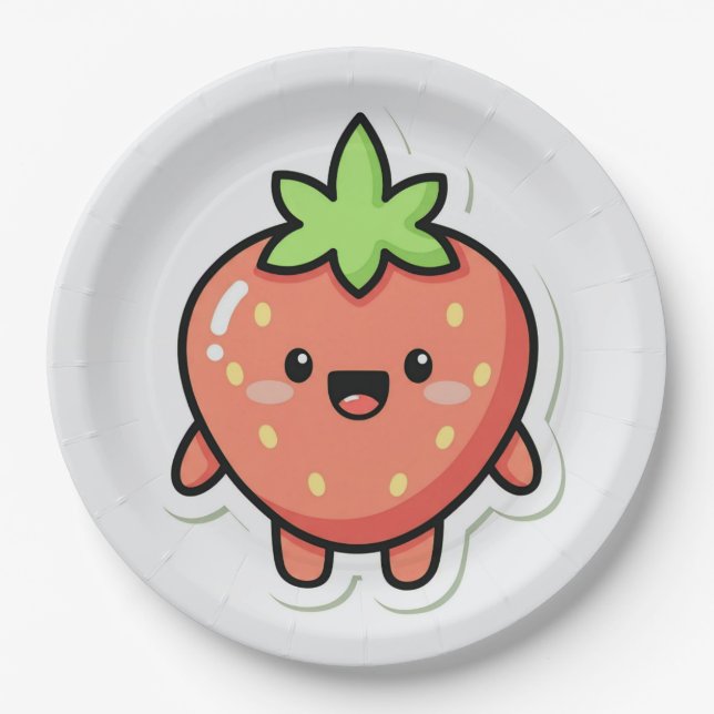 Assiettes En Carton Pastel Strawberry Aesthetic Sticker – Cute Fruit I (Devant)