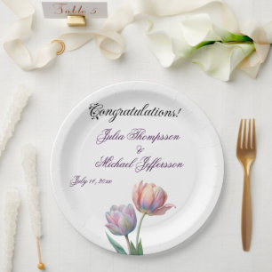 Assiettes En Carton Pastel Tulip Mariage Suite Typographie élégante