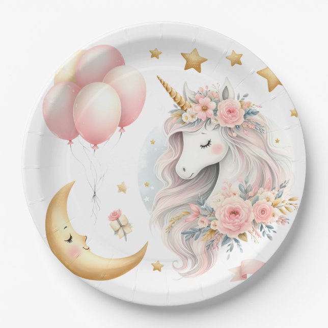 Assiettes En Carton Pastel Unicorn (Devant)