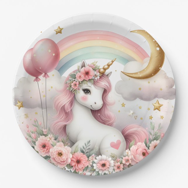 Assiettes En Carton Pastel Unicorn (Devant)
