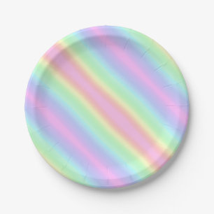 Assiettes En Carton Pastel Unicorn Arc-en-ciel rayure