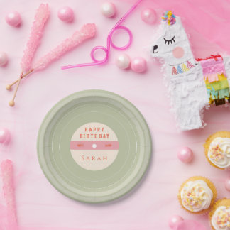 Assiettes En Carton Pastel Vinyl Record Birthday Paper Plates