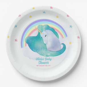Assiettes En Carton Pastel Whimsical Star Unicorn Rainbow Baby shower