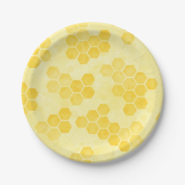 Assiettes En Carton Pastel Yellow Honeycomb Pattern (Devant)