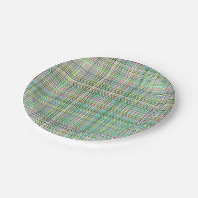 Assiettes En Carton Pastels au chocolat Plaid 16 PLAQUES DE FÊTE PAPIE (Angle)