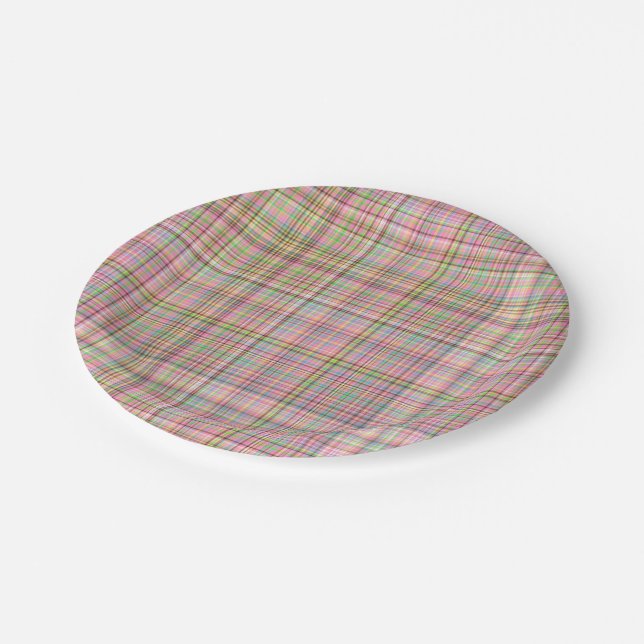 Assiettes En Carton Pastels au chocolat Plaid 26 PLAQUES DE FÊTE PAPIE (Angle)