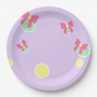 Assiettes En Carton pastels doux à pois et à rubans