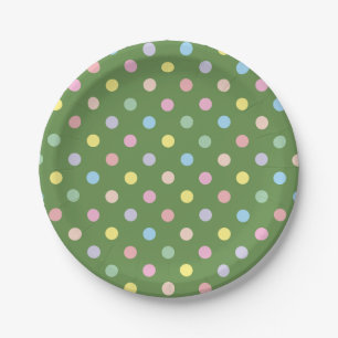 Assiettes En Carton Pastels Doux Points Verts