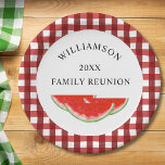 Assiettes En Carton Pastèque de Réunion familiale<br><div class="desc">Prévoyez-vous une réunion de famille ? Ajoutez ces assiettes en papier gaies à votre décor de table. Elles sont décorées de pastèques aquarelles. Facile à personnaliser. Aquarelle originale © Michele Davies.</div>