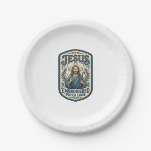 Assiettes En Carton Patch brodé Jésus Regardez Patch brodé Jésus