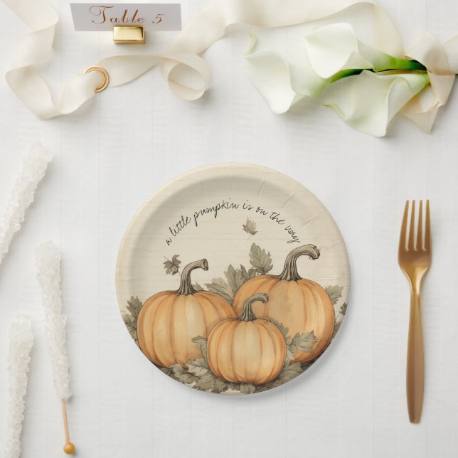 Assiettes En Carton Patch Citrouille Baby shower d'automne (Mariage)