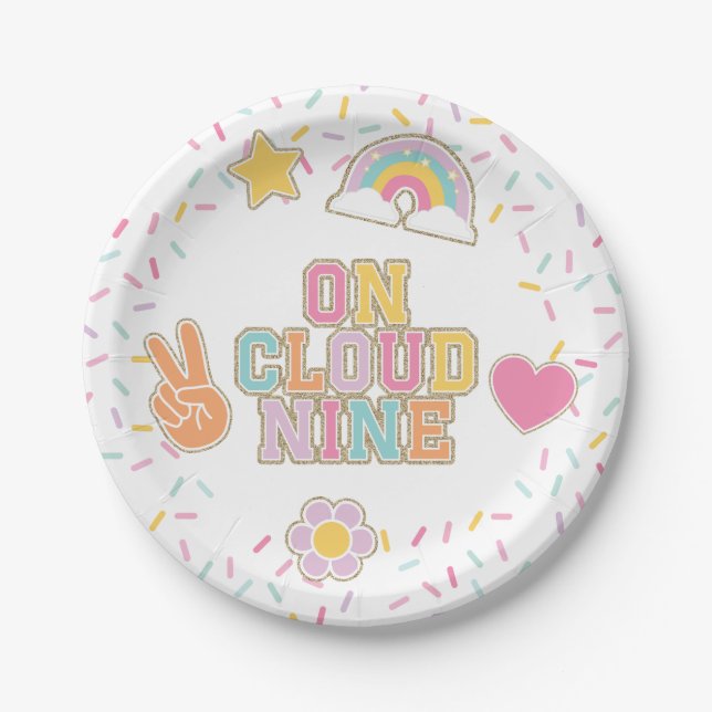 Assiettes En Carton Patch Preppy On Cloud Nine 9e Anniversaire (Devant)