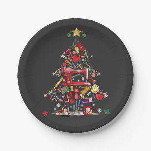 Assiettes En Carton Patchwork Joyeux Noël Arbre Patchwork Quilting 