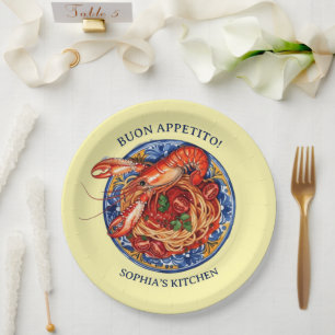 Assiettes En Carton Pâtes de fruits de mer italiennes au homard, Maiol
