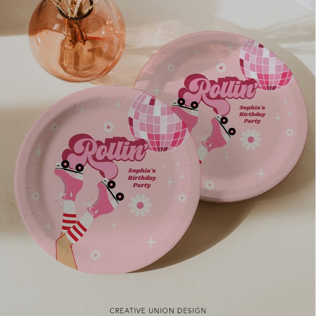 Assiettes En Carton Patinage à rouleaux Plaques de papier rond pour fê (Créateur téléchargé)