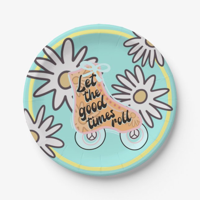 Assiettes En Carton Patinage à roulettes fête d'anniversaire (Devant)