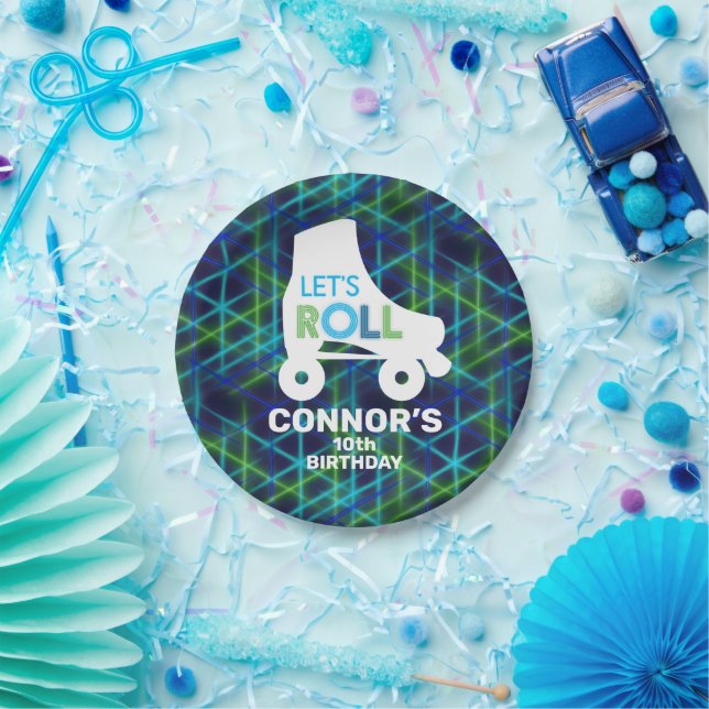 Assiettes En Carton Patinage à roulettes pour garçons Anniversaire Rou (Fête)