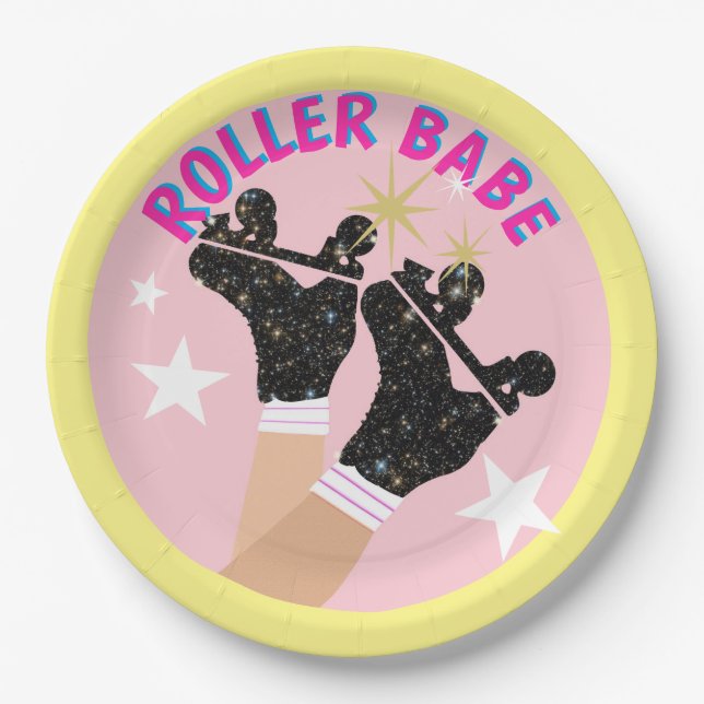 Assiettes En Carton Patinage moderne Roller Babe Skater Derby Patinage (Devant)