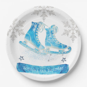 Assiettes En Carton Patinage sur glace Anniversaire personnalisé