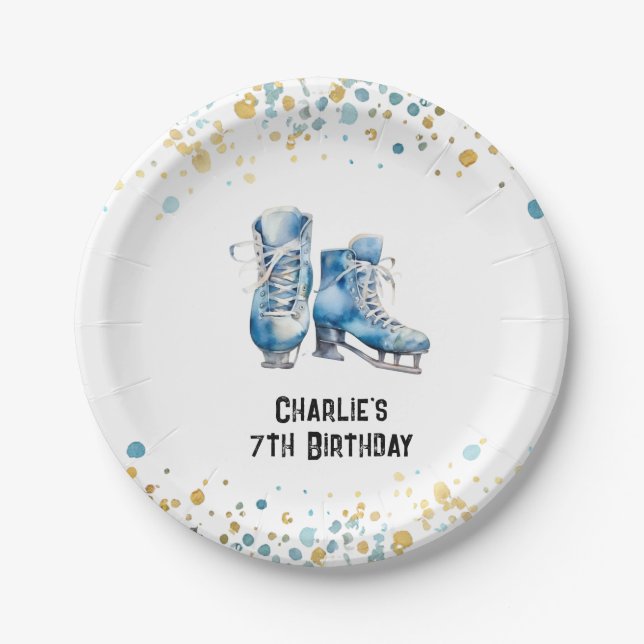Assiettes En Carton Patinage sur glace Plaque d'anniversaire, Patinage (Devant)