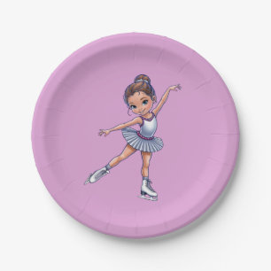 Assiettes En Carton Patinage sur glace pour fille Plaque de fête d'ann