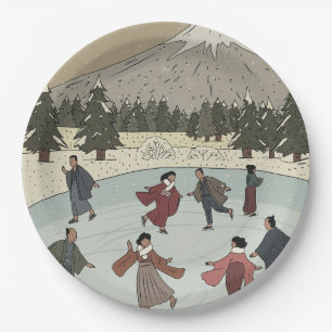 Assiettes En Carton Patinage sur glace saisonnier